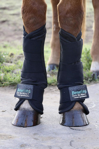 BENEFAB Therapeutic Smart Front QuickWrap | 1 Pair/2PCS Wraps with Far-Infrared Technology & Magnetic Therapy | Stable or Shipping Boot | Prevent Injuries | Reduce Pain & Stiffness | Black