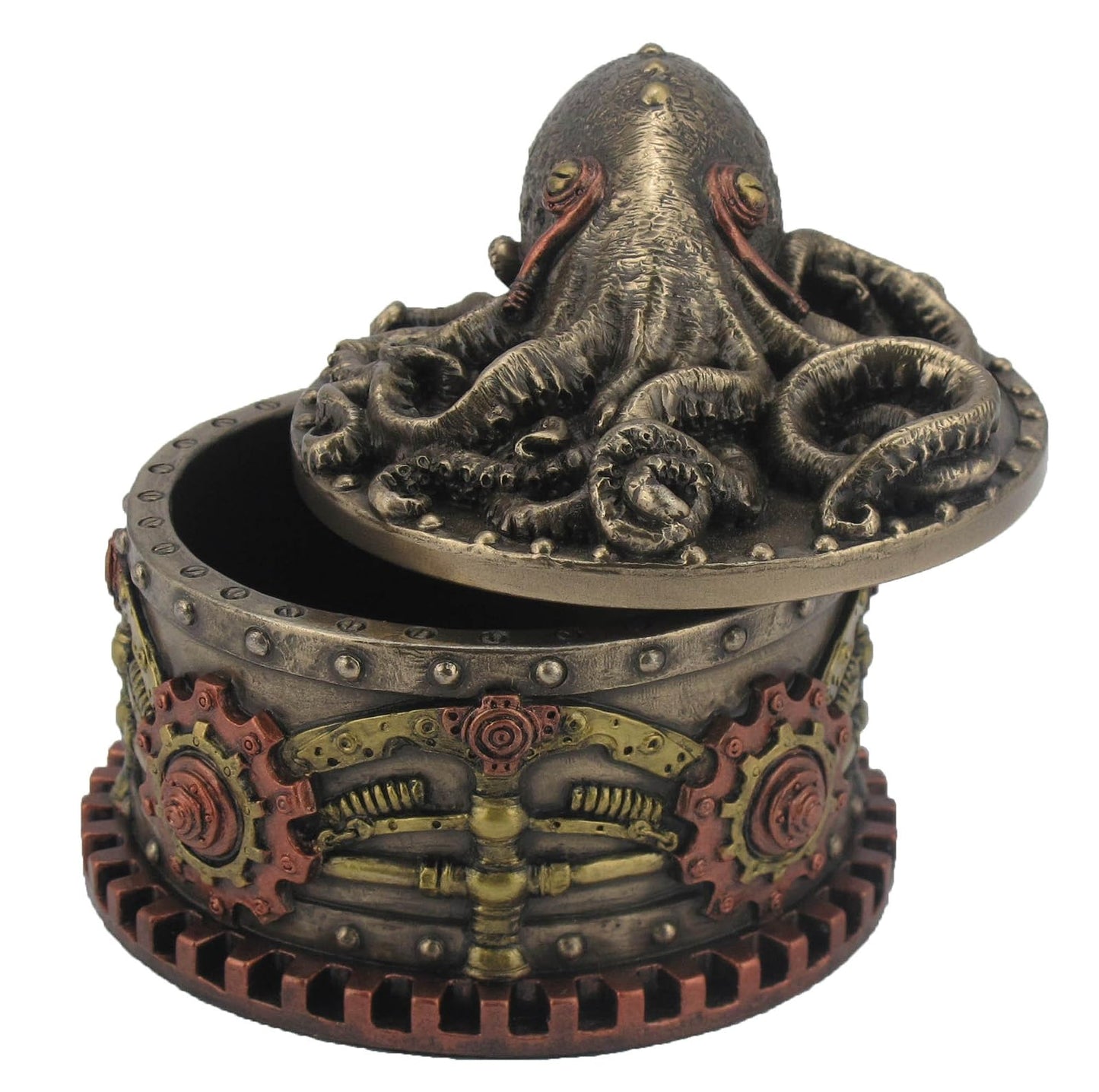Unicorn Studio Zeckos Resin Decorative Boxes Decorative Bronze Finish Steampunk Octopus Trinket Box 4 X 3.5 X 4 Inches