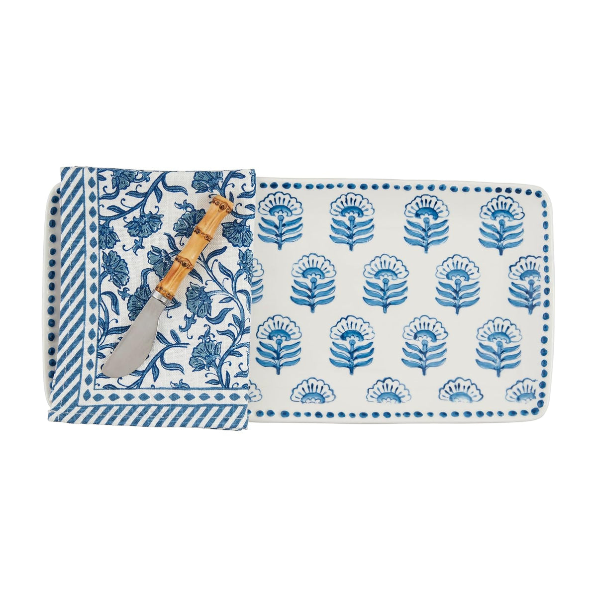 Mud Pie Tray, tray 6 1/2" x 14", Blue