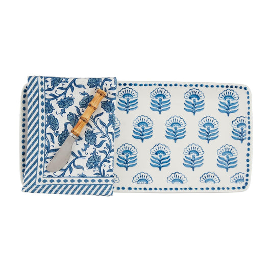Mud Pie Tray, tray 6 1/2" x 14", Blue