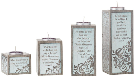 Cathedral Art Love Hope Peace Joy Pillar Advent W/Tea Lights Abbey & CA Gift Inspirational Candle Set, Multi