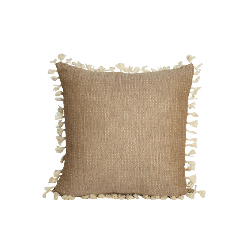 Foreside Home &amp; Garden Hand Woven Reversible Throw Pillow Brown Cotton with Polyester Fill