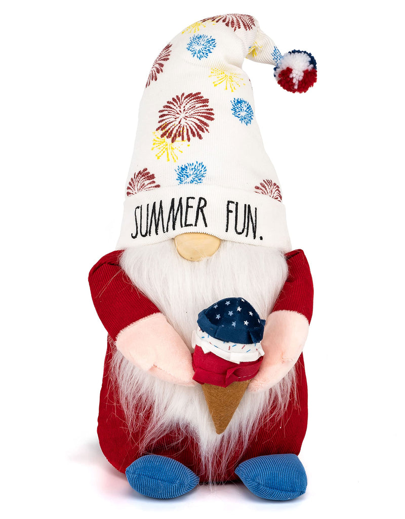 Rae Dunn Fourth of July Gnome - July 4th Decor for Home - Patriotic Memorial Day Farmhouse Kitchen Decoration - Stuffed Gnome Plush Shelf Figurines - Gnome Decor and Gnome Gifts (Summer Fun)