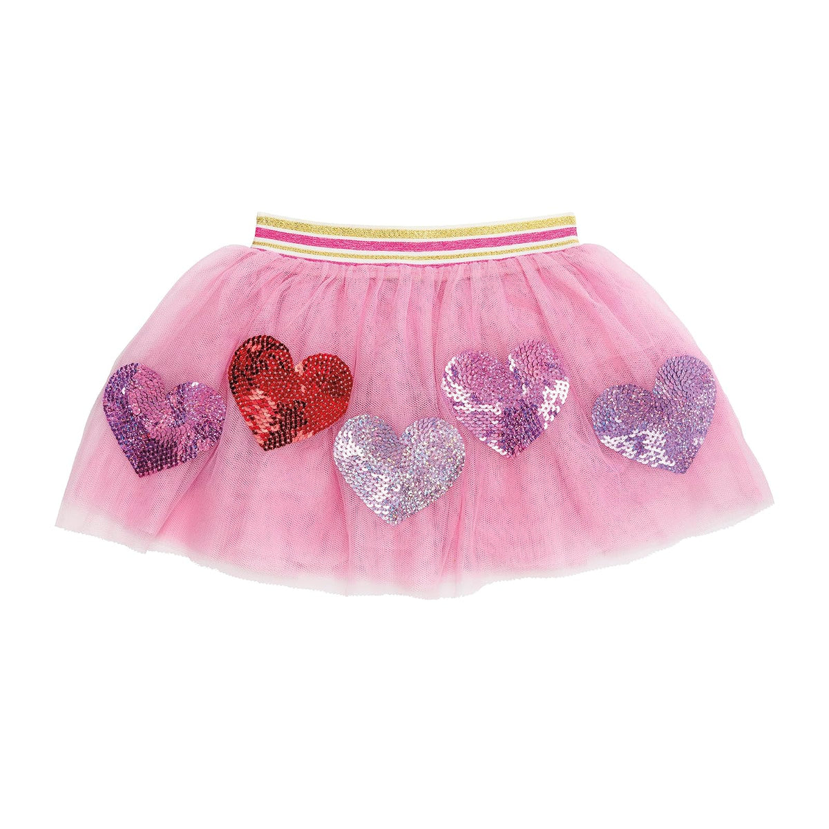 Mud Pie Skirt, Medium Pink, Kids Valentine's Day Heart Sequin Tutu