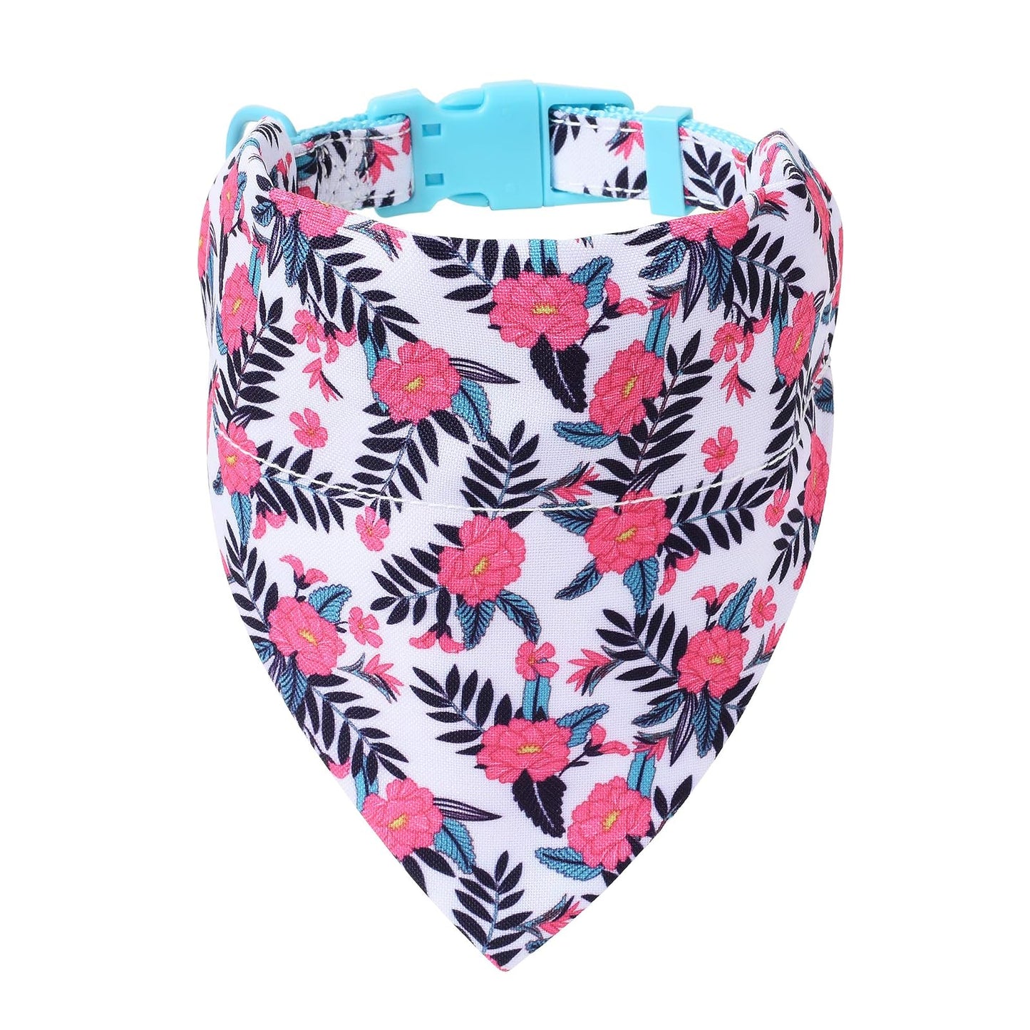 Mile High Life | Spring Floral Collection | Soft Poly Cotton Fabric | Girl Dog Collars | Bandana Collar (Peony, Bandana w/Collar -M)