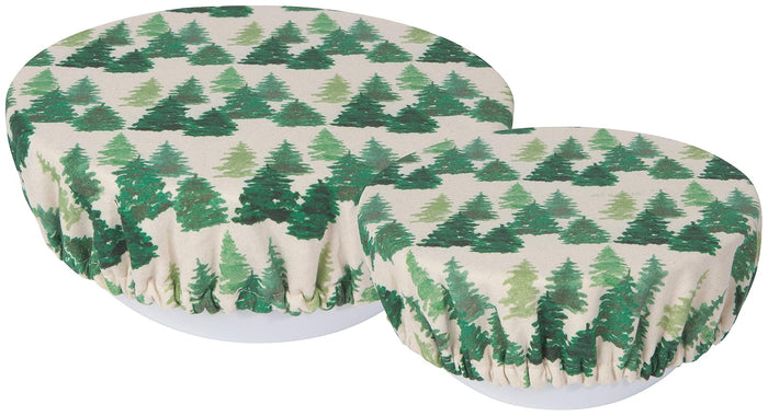Now Designs Woods Save It Reusable Cotton Bowl Covers 7.5 and 9.25 inch, Set of 2