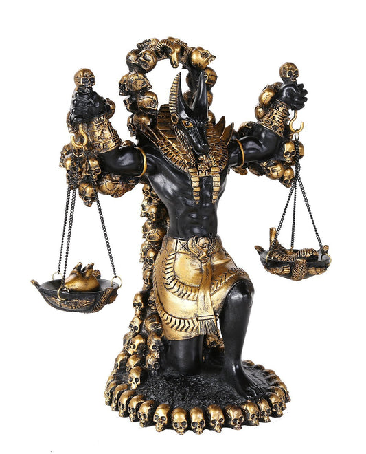 Pacific Trading Giftware Ancient Egyptian God Anubis of Underworld by Ankh Altar Guardian of Scales The Heart Against Ostrich Feather Figurine Statue
