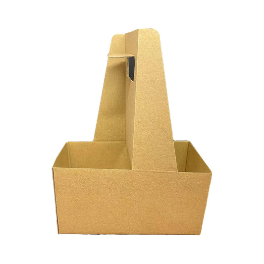 DHG Professional Kraft Paperboard Drink Carrier with Handle, Hold 2 12-32 oz. Cups Drinks Boba Coffee, Case pack 250/Case