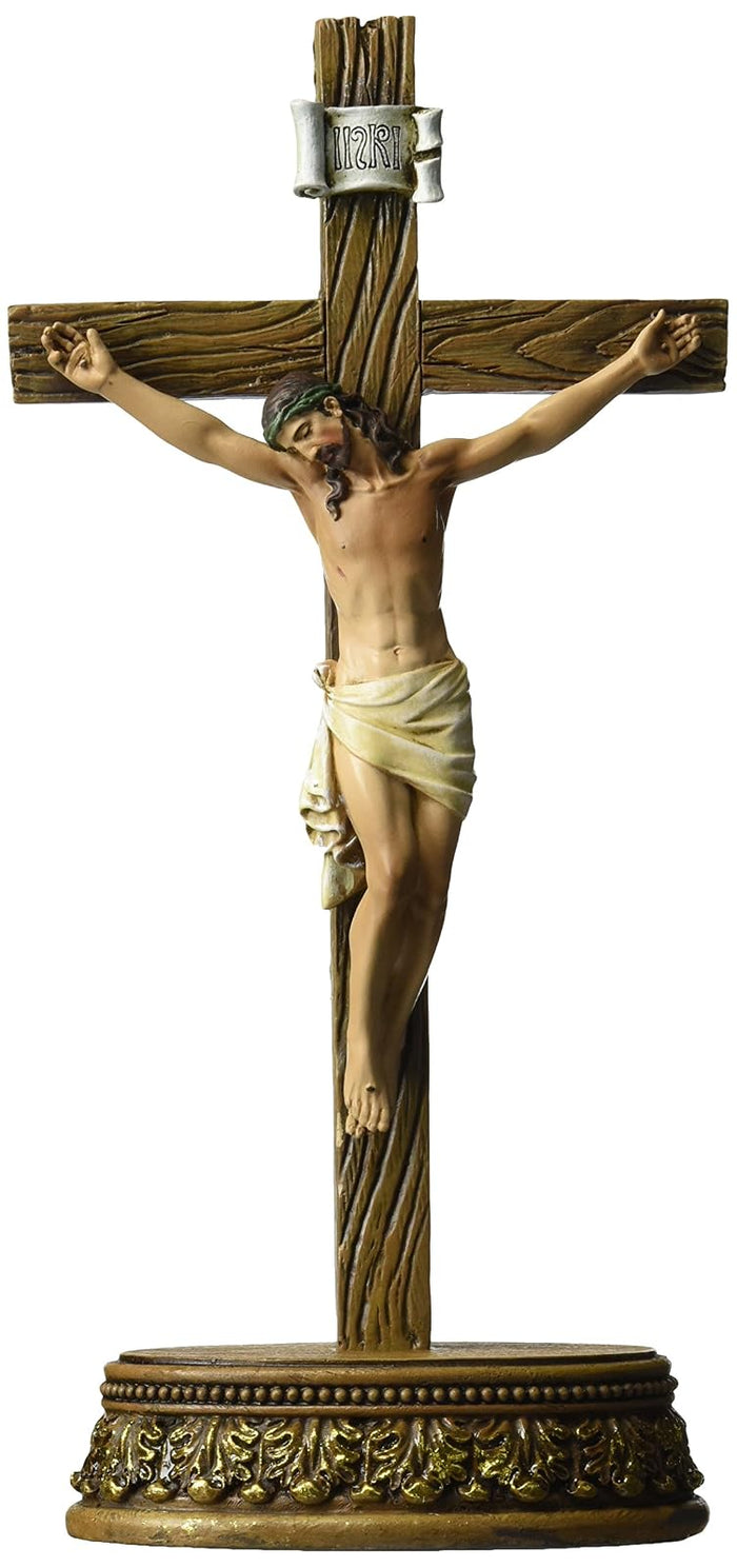 Roman Renaissance Collection 6 x 8.5 Inch Resin Stone Tabletop Corpus Crucifix Cross