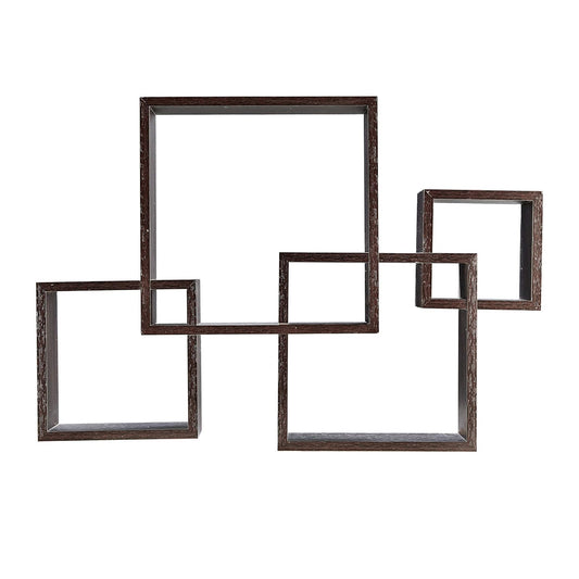 Danya B. Decorative Wall Mount Floating Intersecting Cube Accent Wall Shelf - Black
