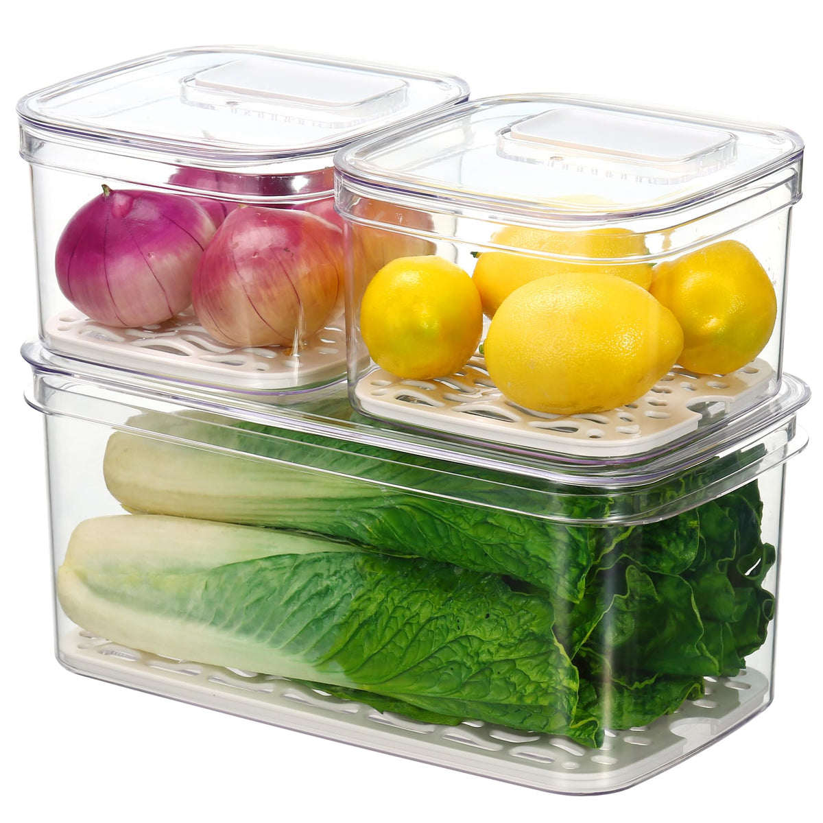 Felli Food Storage Container, Regular, Ivory - Veggie Keeper Set