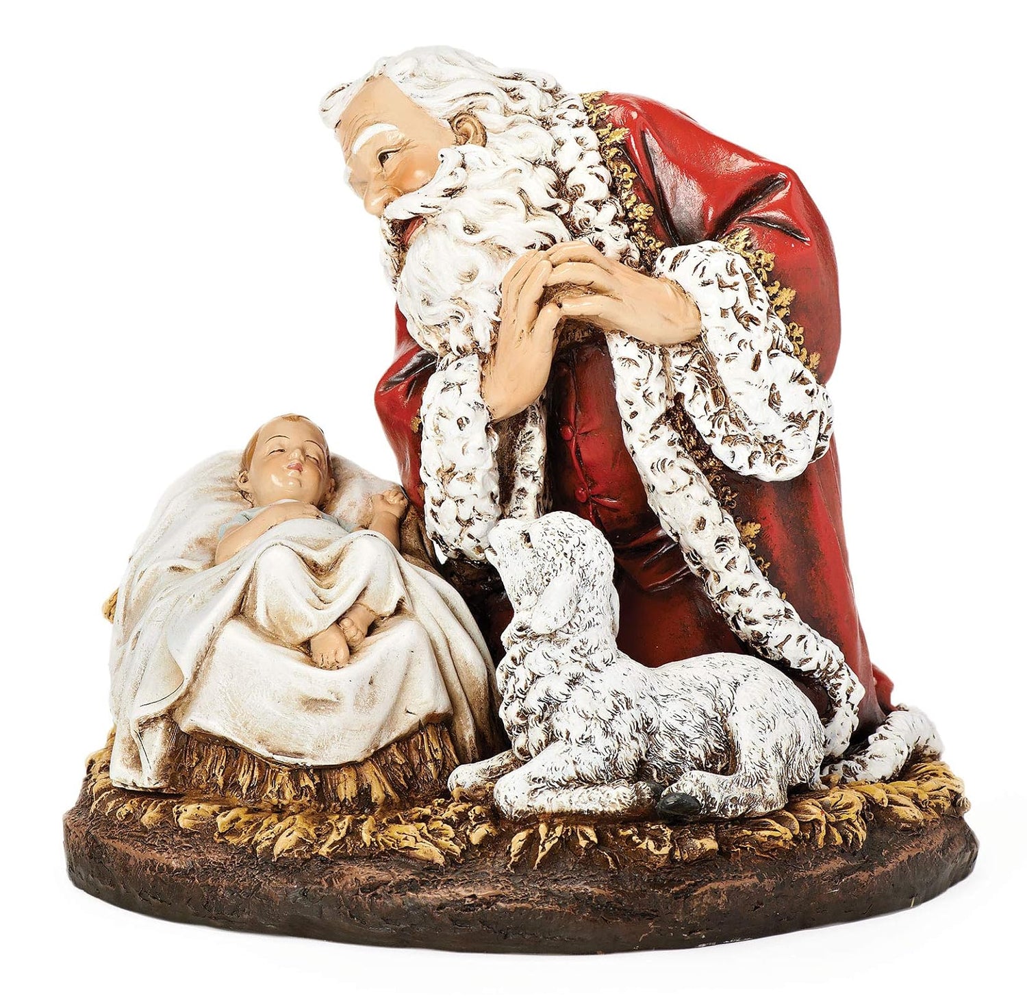 Roman 8.5" Santa Claus with Sleeping Baby and Lamb Christmas Tabletop Figure