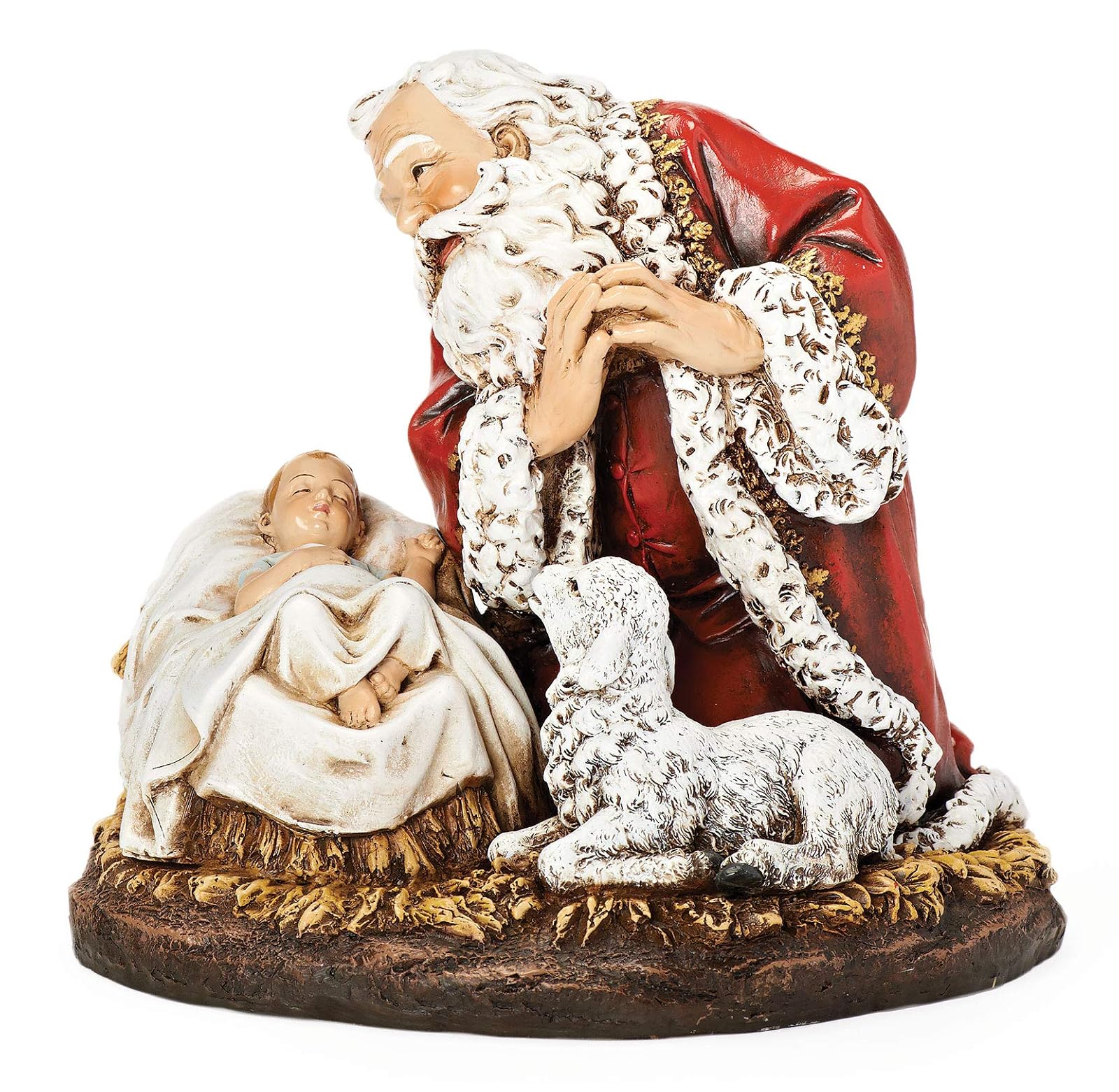 Roman 8.5" Santa Claus with Sleeping Baby and Lamb Christmas Tabletop Figure