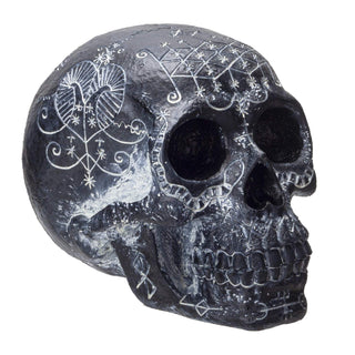 Pacific Trading SUMMIT COLLECTION Black Mysterious Voodoo Skull Black Magic Spellbound Skull Figurine Collectible 8 inch L