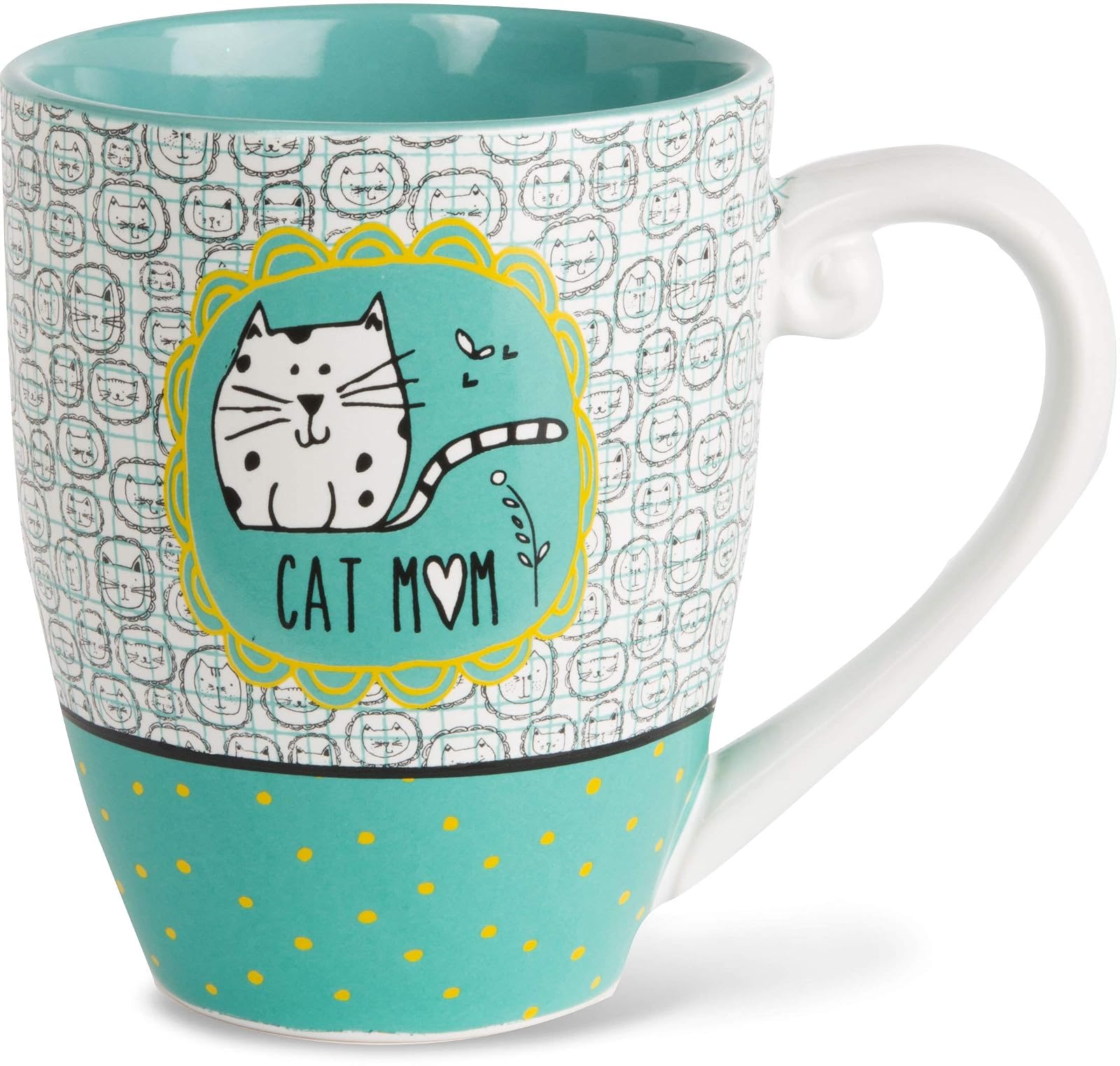 Pavilion It's Cats & Dogs Cat Mom Ceramic Extra Large Coffee Mug Tea Cup, 20 oz, Teal