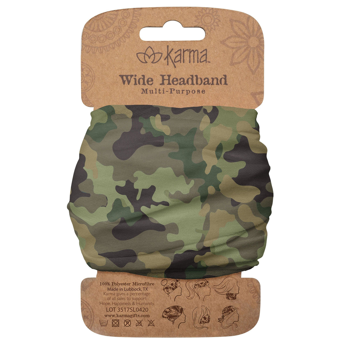 Karma Hairband, 1 Count (Pack of 1), Green Camo
