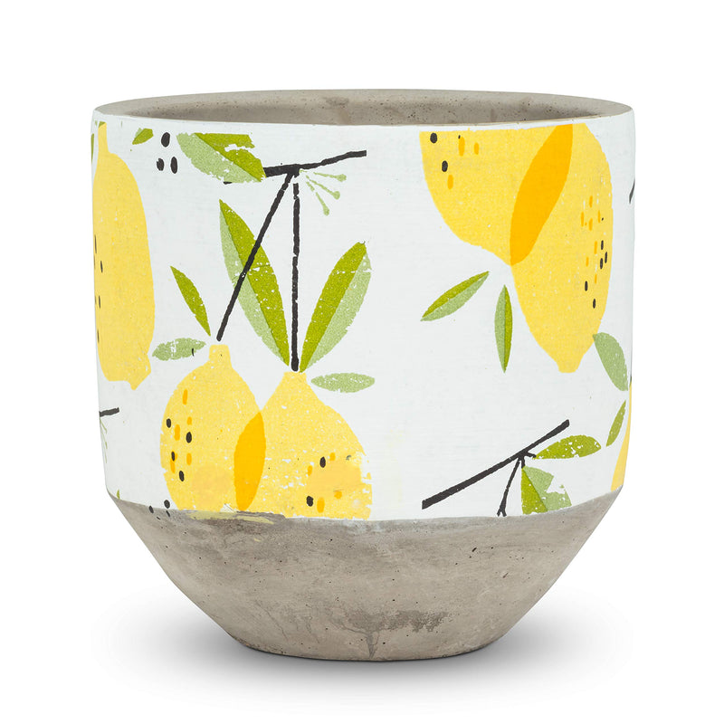 Abbott Collection 27-LIMONA-520 Md Lemon Planter-Wht/YLW-5.5" D, 5.5 inches D, White/Yellow