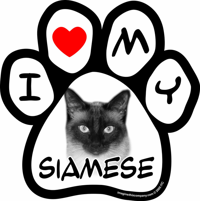 Imagine This I Love My Siamese Image Paw Car Magnet, 5-1/2-Inch by 5-1/2-Inch