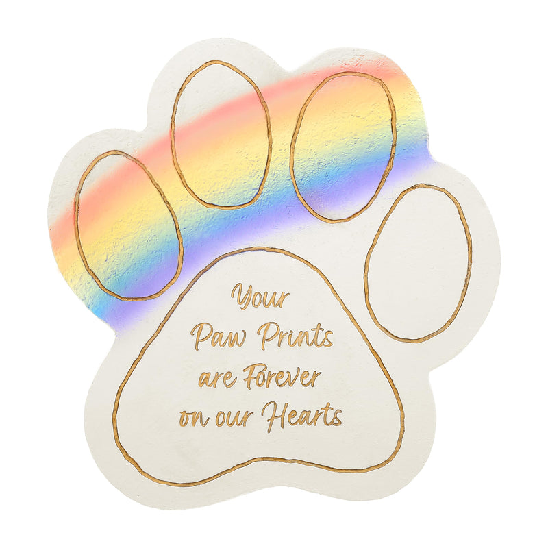 Pavilion - Your Paw Prints are Forever On Our Hearts - 11&quot; Pawprint Garden Memorial Stone Pet Cat Dog Bereavement in Memory Memorial Loss of Loved One Gift Animal Companion Present