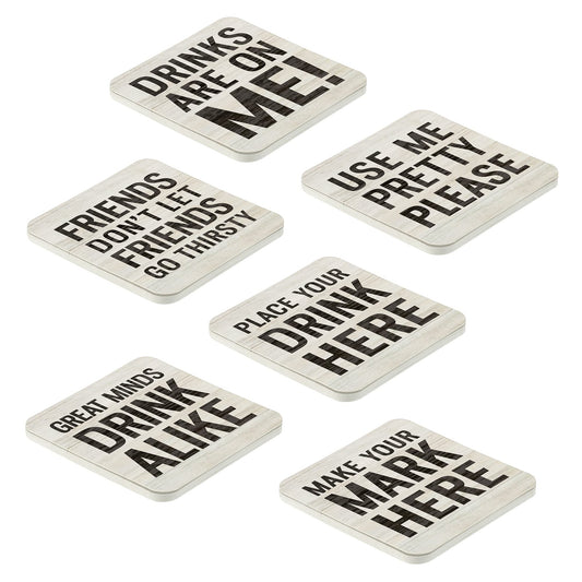 Lillian Rose Woodgrain Set of 36 Drinking Coasters, One Size, Gray