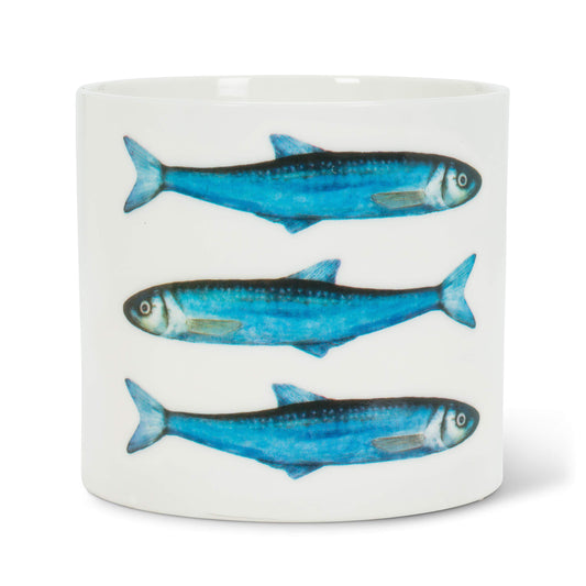 Abbott Collection 27-ATLANTICO-LG Large Stacked Fish Planter, White/Blue