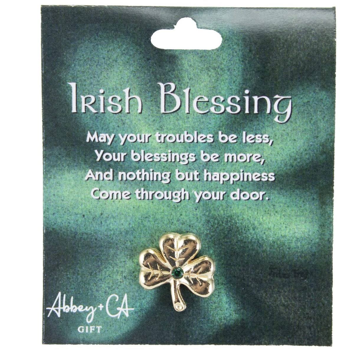 Cathedral Art T980 Shamrock Lapel Pin with Emerald Stone Carded