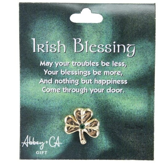 Cathedral Art T980 Shamrock Lapel Pin with Emerald Stone Carded