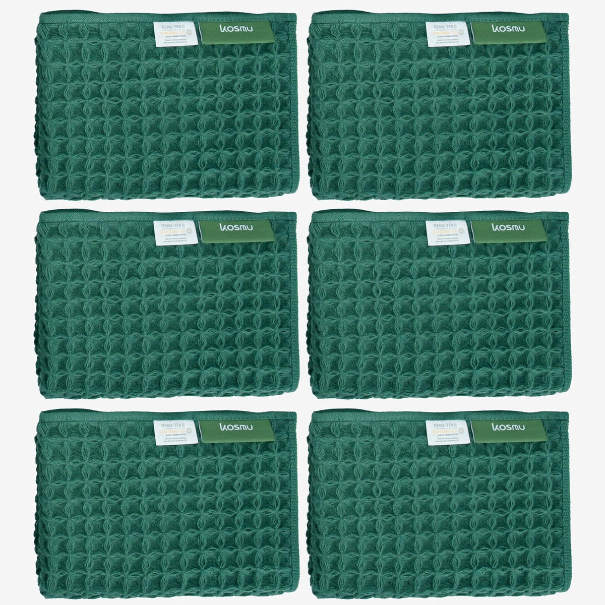 KOSMU Towel, Forest Green, Face Towel Set (6 Pack)