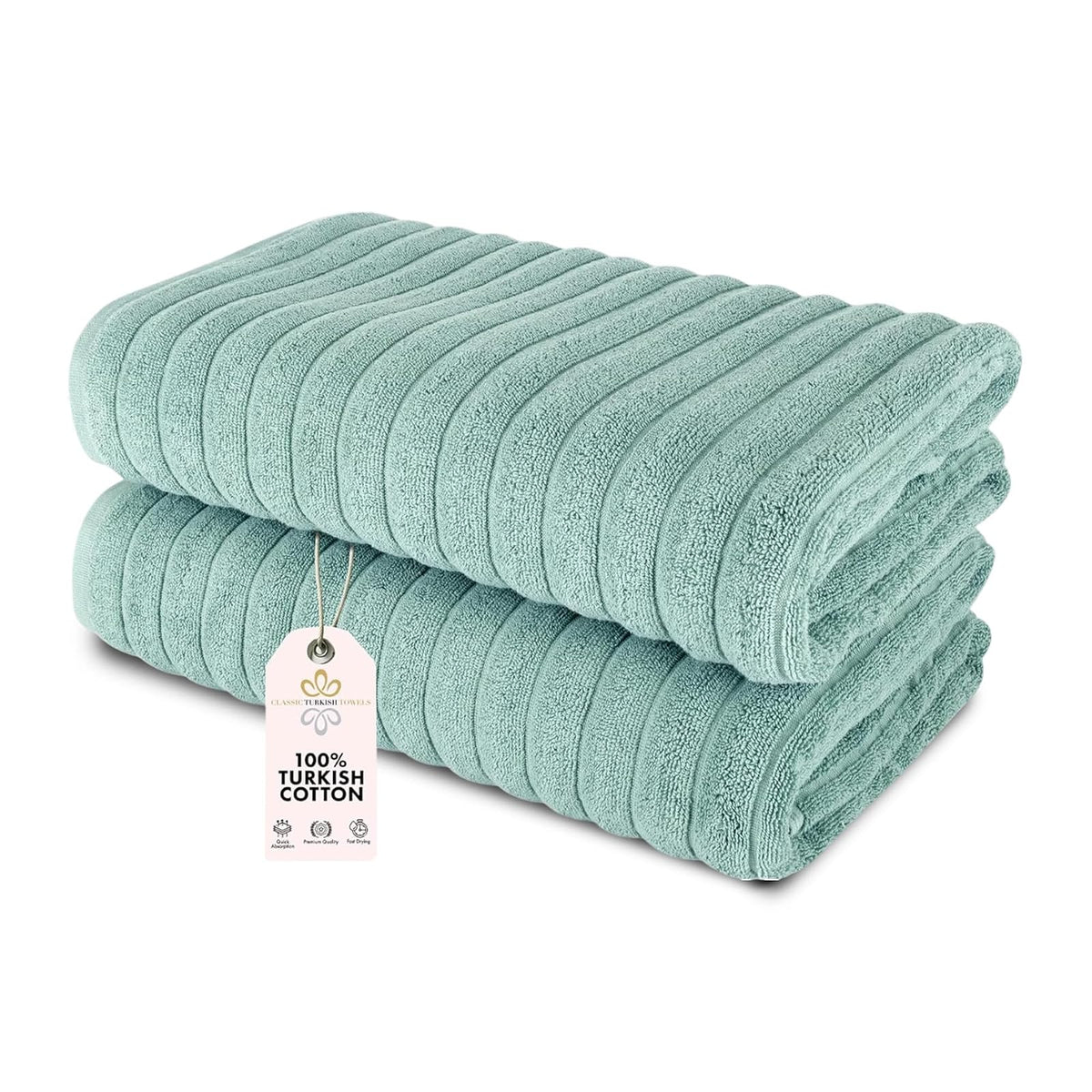 Classic Turkish Towels Towel, 2-Piece Bath Sheets, Spa Green