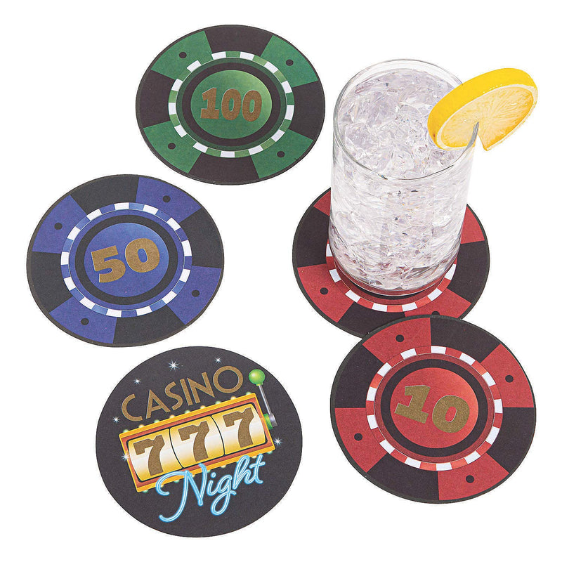 CASINO NIGHT COASTERS - Party Supplies - 12 Pieces