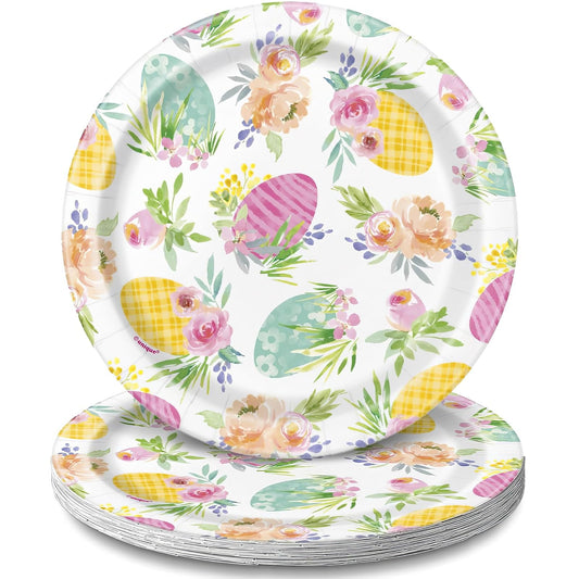Unique Industries Unique 24814 Paper Plates-18 cm-Watercolour Pastel Easter Party-Pack of 8, Multicolour