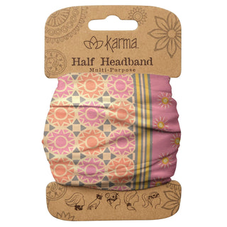 Karma Pink Sunburst Headband for Women - Medium - Fabric Headband and Stretchy Hair Scarf - Pink