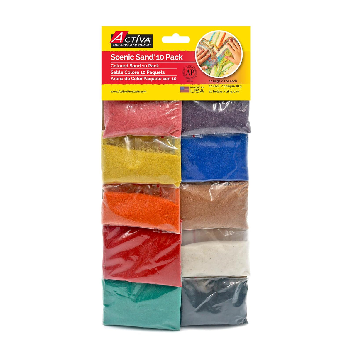 Activa Art Craft Kit, Miniature, Yellow,Orange,Blue,Green,White,Purple