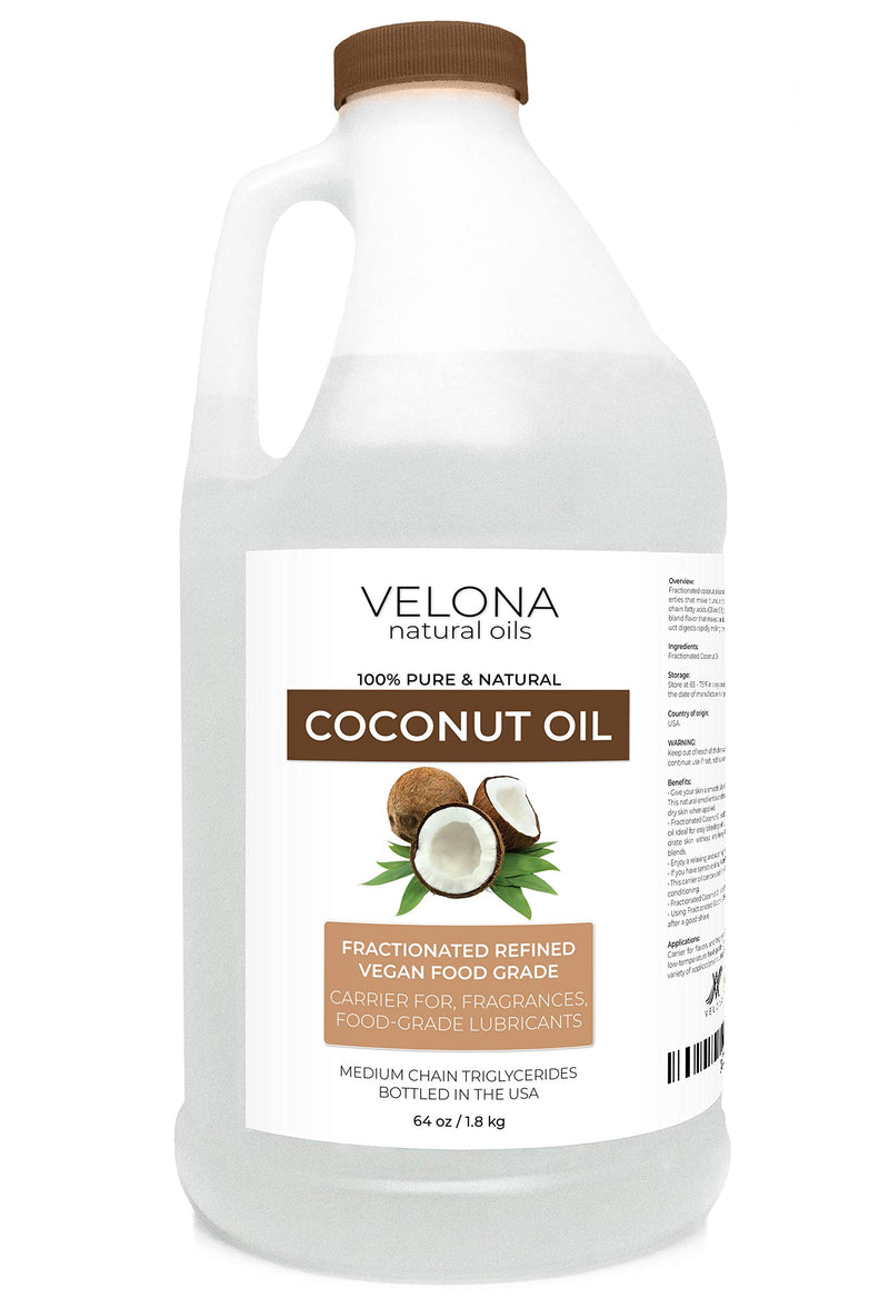 velona Coconut Oil 64 oz | 100% Pure and Natural Carrier Oil | Fractionated, Ultra Refined | Skin, Face, Body, Hair Care | Use Today - Enjoy Results