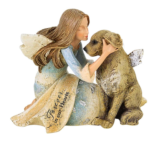 Roman Angel with Dog 22177 Heavenly Blessings Karen Hahn Figurine 4.25" H Stone Resin