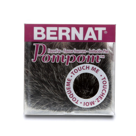 Spinrite Yarns (CA) Bernat Faux Fur Pom Pom, 3 in, Black Mink