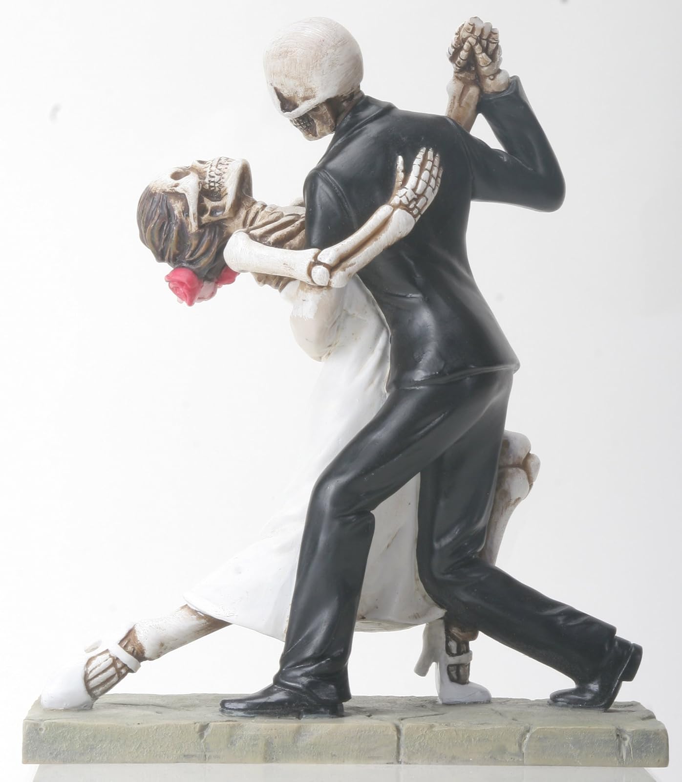Pacific Trading YTC Skeleton Face Wedding Couple in Dancing Position Statue Figurine