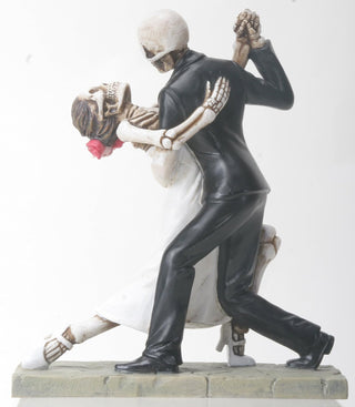 Pacific Trading YTC Skeleton Face Wedding Couple in Dancing Position Statue Figurine
