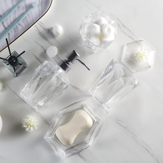 Locco Decor Bathroom Container Set, set of 4, Clear
