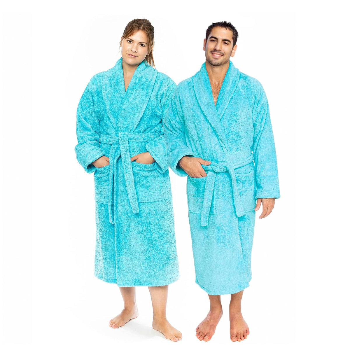 Classic Turkish Towels Robe, Large, Aqua