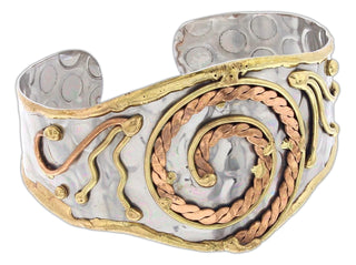 Anju Mixed Metal Cuff Bracelet (Swirl)