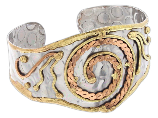 Anju Mixed Metal Cuff Bracelet (Swirl)