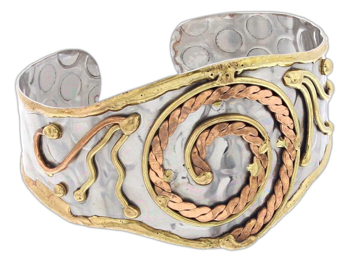 Anju Mixed Metal Cuff Bracelet (Swirl)