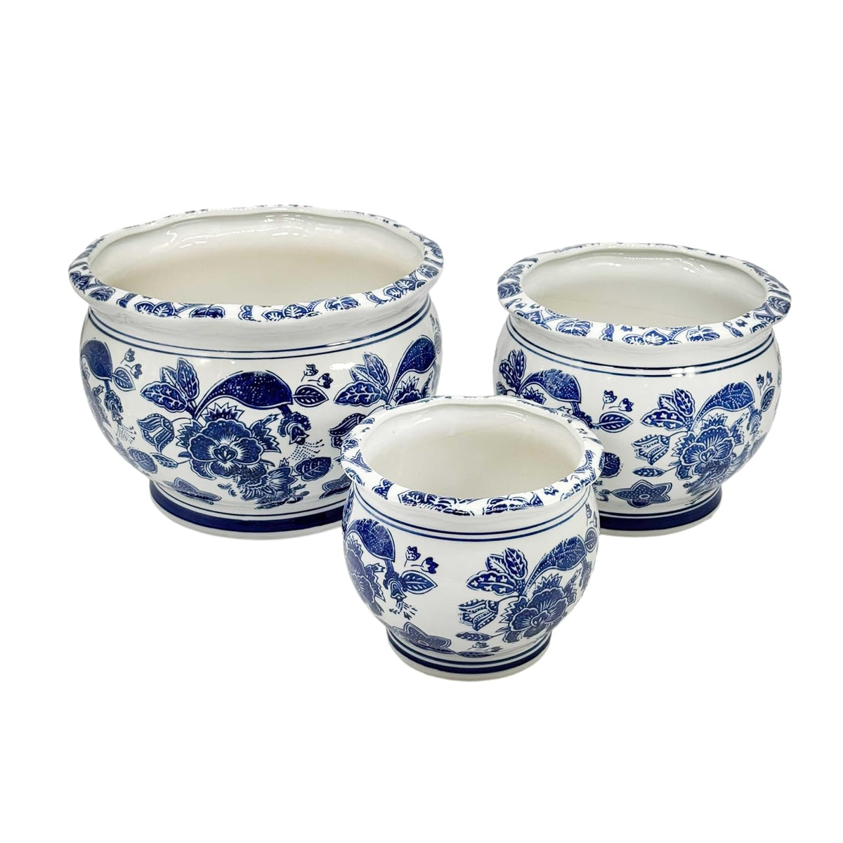 Galt International Planter, 8.8 inches x 12 inches x 12 inches, Round Floral Blu