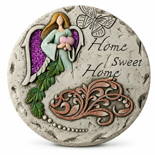 Comfy Hour 9.8 Inch Angel Stepping Stone, Home Sweet Home Garden Decor