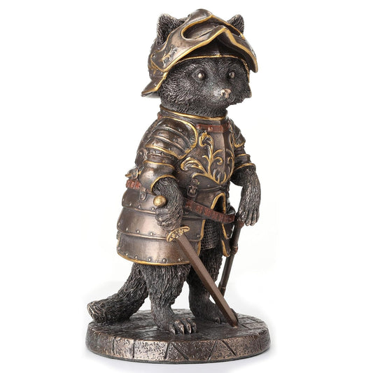Unicorn Studio Veronese Design 5 1/8 Inch Tall Sir Laveur Raccoon Man at Arms Animal Knight Cold Cast Bronzed Resin Figurine Cute Wild Life Fantasy Collectible
