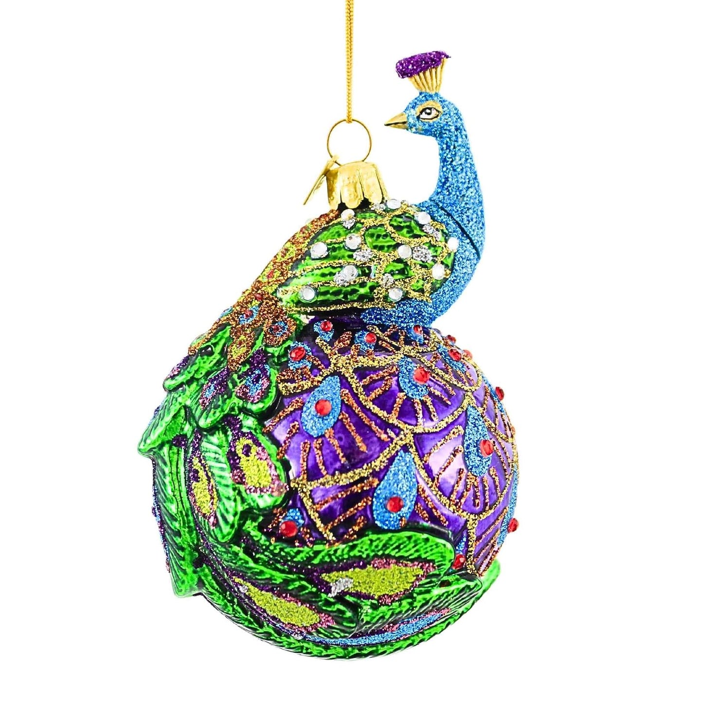 Kurt Adler 5" NOBLE GEMS GLASS PEACOCK ORNAMENT