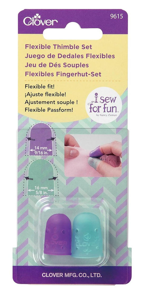 Clover 9615 I Sew for Fun Flexible Set Thimble, Purple and Blue 2
