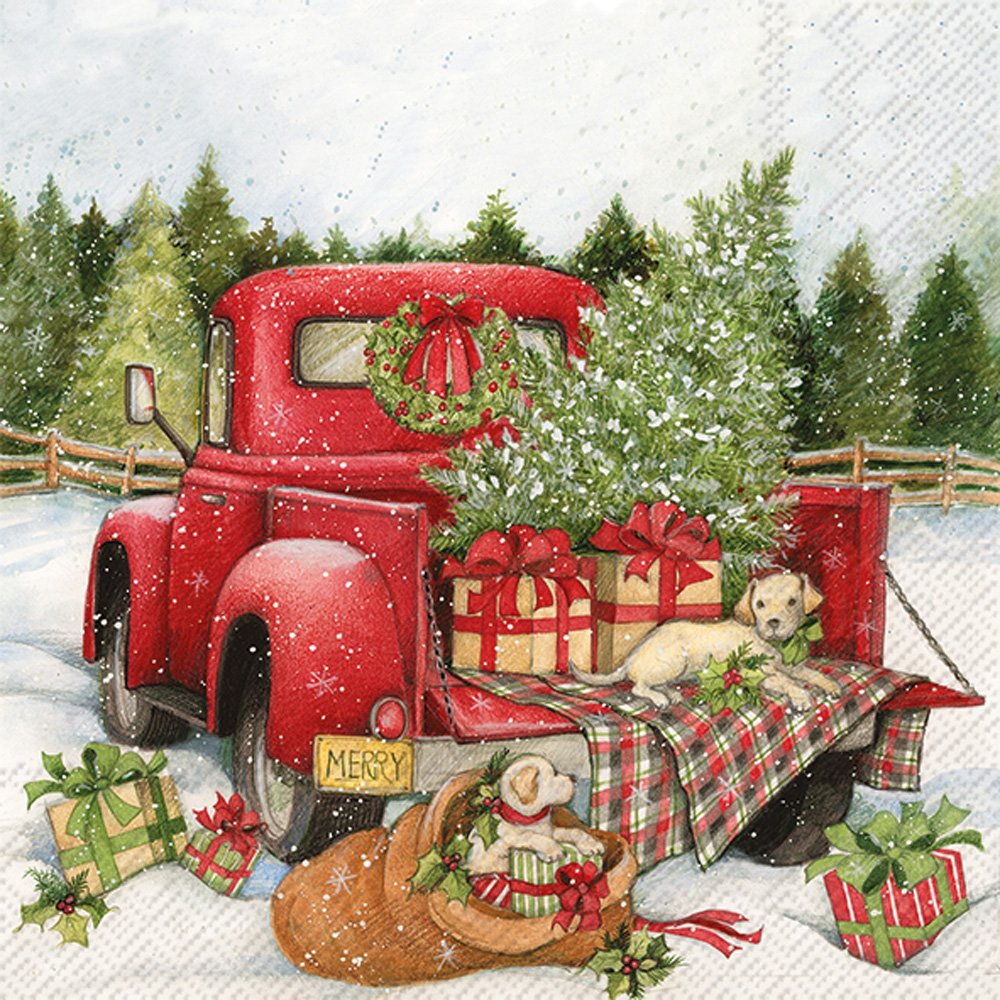 IHR Ideal Home Range Disposable Napkin, 5" x 5", Christmas Delivery