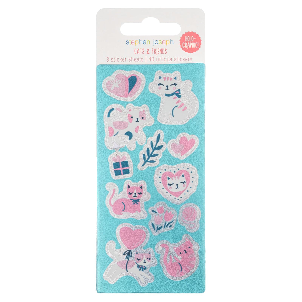 Stephen Joseph Sticker Decal, 4.75 inches by 2.25 inches, Cats & Friends